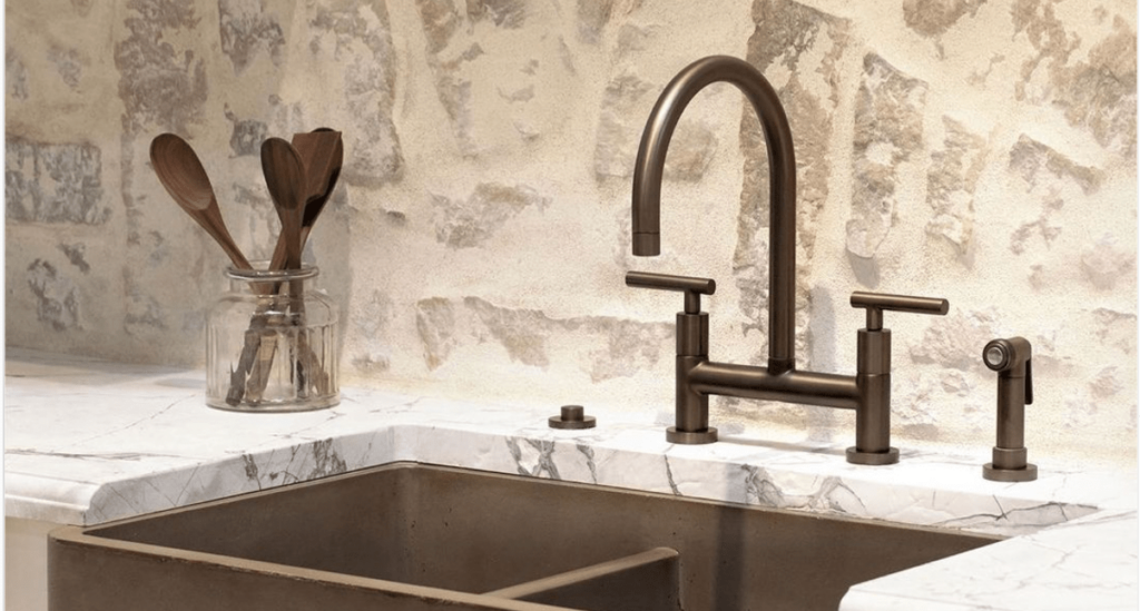 rustic brass bridge faucet