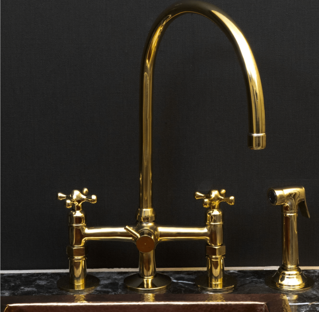 Sleek brass bridge faucet