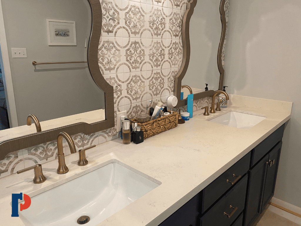 double vanity with 8 inch widespread faucet