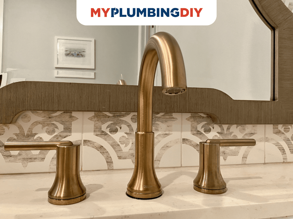 gold delta bathroom widespread faucet